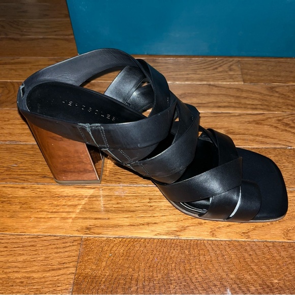 Aerosoles Black Leather Harley Heel Sandals Gladiator Straps Women’s Size 11 - Picture 6 of 8